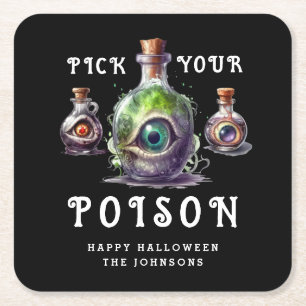 Halloween Cocktail Party Pick Your Poison Rechteckiger Pappuntersetzer