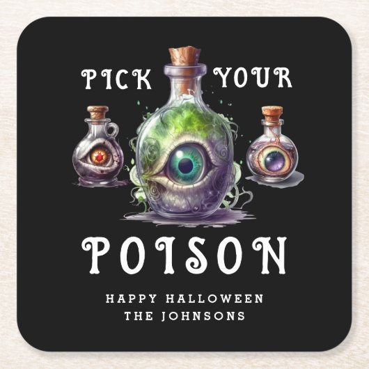 Halloween Cocktail Party Pick Your Poison Rechteckiger Pappuntersetzer (Vorderseite)