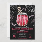 Halloween Cocktail Party Skulls und Spinnennetze Einladung (Vorderseite)