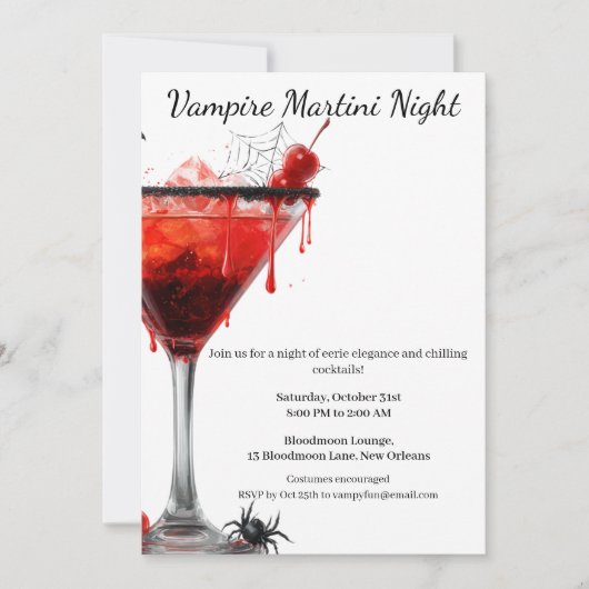 Halloween Cocktail Party | Vampire Martini Einladung (Vorderseite)