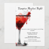 Halloween Cocktail Party | Vampire Martini Einladung (Vorne/Hinten)