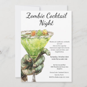 Halloween Cocktail Party   Zombie Hand mit Drink Einladung
