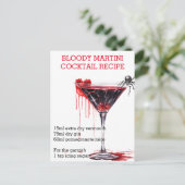 Halloween Cocktail Rezept Bloody Martini Postkarte (Stehend Vorderseite)
