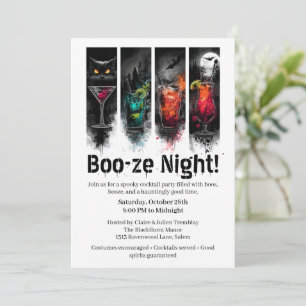 Halloween-Cocktailparty Boo-ze Night Einladung