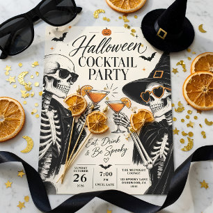 Halloween-Cocktailparty   Chic Skeleton Cocktail Feiertagskarte