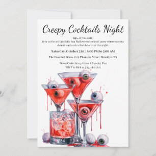 Halloween-Cocktailparty   Gruseliger Augapfel-Drin Einladung
