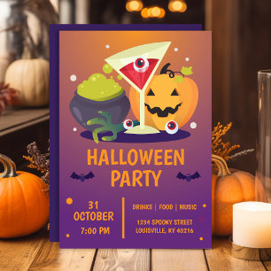 Halloween-Cocktailparty-Gruselpumpkin Einladung
