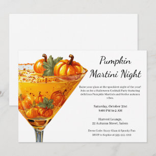 Halloween-Cocktailparty Kürbis-Martini Einladung