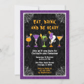 Halloween Cocktails and Costumes Party Purple Einladung (Vorderseite)