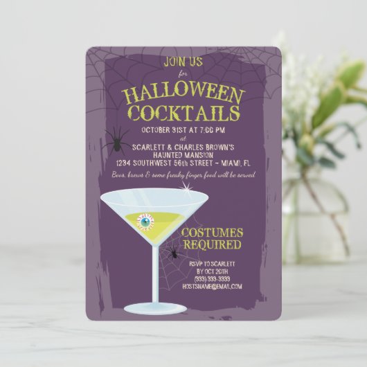 Halloween Cocktails Einladung (Stehend Vorderseite)