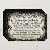 Halloween Cocktails Gothic Black & Tan Einladung (Vorne/Hinten)