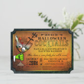 Halloween Cocktails Party Orange & Black Invite Einladung (Stehend Vorderseite)