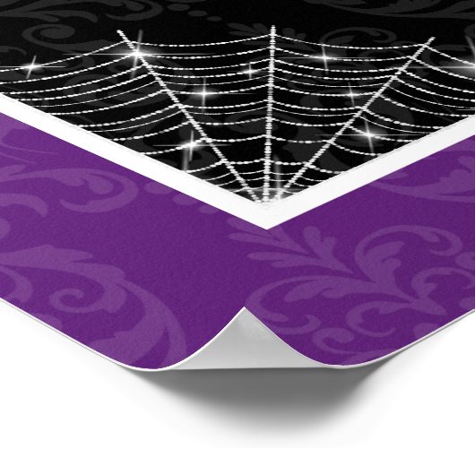 Halloween Cocktails Purple Damask Party Sign Poster (Ecke)