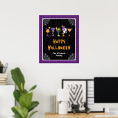 Halloween Cocktails Purple Damask Party Sign Poster (Heimbüro)