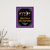 Halloween Cocktails Purple Damask Party Sign Poster (Küche)