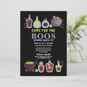 Halloween Cocktails Skulls Booze Boos Einladung (Stehend Vorderseite)