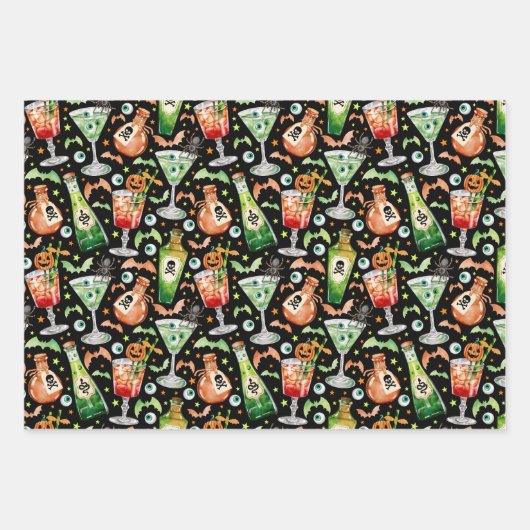 Halloween-Cocktails und -tränke Geschenkpapier Set (Vorderseite)