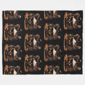 Halloween Coffee Art – Spooky Latte with Skeletons Fleecedecke (Vorderseite (Horizontal))