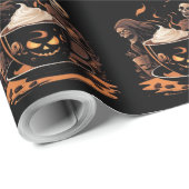 Halloween Coffee Art – Spooky Latte with Skeletons Geschenkpapier (Rolleneckpunkt)