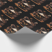 Halloween Coffee Art – Spooky Latte with Skeletons Geschenkpapier (Ecke)