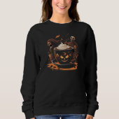 Halloween Coffee Art – Spooky Latte with Skeletons Sweatshirt (Vorderseite)