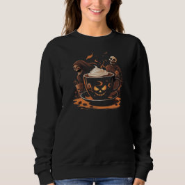 Halloween Coffee Art – Spooky Latte with Skeletons Sweatshirt