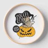 Halloween Coffee Cat - Niedliches Halloween Cat Dr Uhr (Vorderseite)