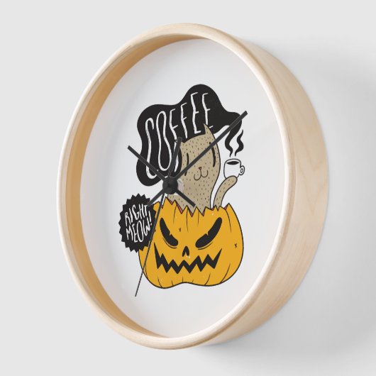 Halloween Coffee Cat - Niedliches Halloween Cat Dr Uhr (Winkel)