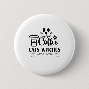 Halloween Coffee Cats Hexen Geburtstag Button