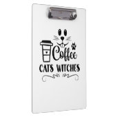 Halloween Coffee Cats Hexen Geburtstag Klemmbrett (Rechts)