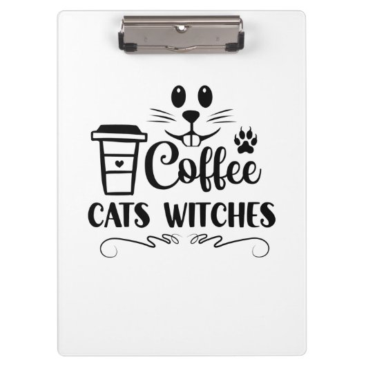 Halloween Coffee Cats Hexen Geburtstag Klemmbrett (Vorderseite)