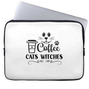 Halloween Coffee Cats Hexen Geburtstag Laptopschutzhülle