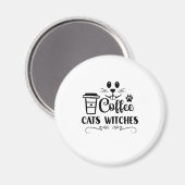 Halloween Coffee Cats Hexen Geburtstag Magnet (Vorderseite/Rückseite)