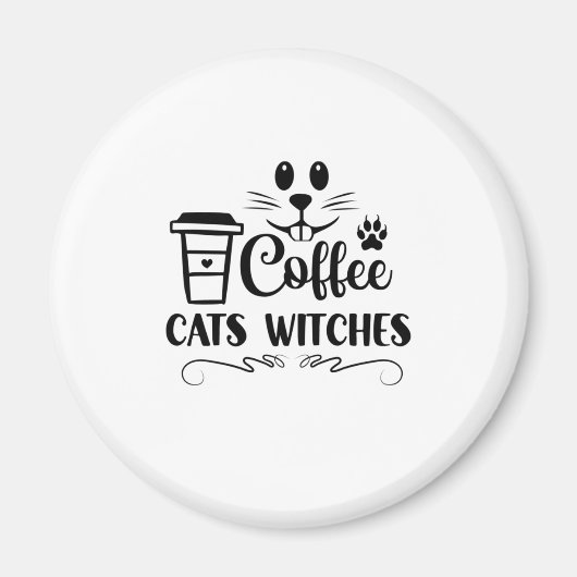 Halloween Coffee Cats Hexen Geburtstag Magnet (Vorne)