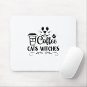 Halloween Coffee Cats Hexen Geburtstag Mousepad (Mit Mouse)