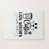 Halloween Coffee Cats Hexen Geburtstag Puzzle (Horizontal)