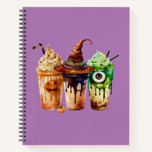 Halloween Coffee Drink Aquarelltrio Notizblock