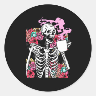 Halloween Coffee Drink Skeleton Skull Runder Aufkleber