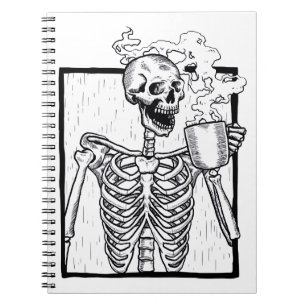 halloween coffee drink skelett notizblock
