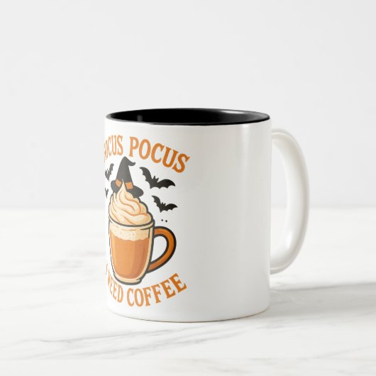 Halloween Coffee Illustration Zweifarbige Tasse (VorderseiteRechts)