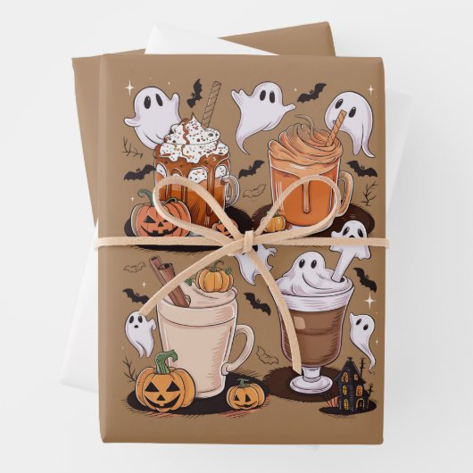 Halloween Coffee Niedlich Fall Ice Coffee Lover Ge Geschenkpapier Set (Beispiel)