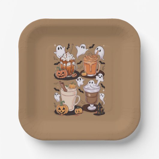 Halloween Coffee Niedlich Fall Ice Coffee Lover Ge Pappteller (Vorderseite)