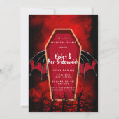 Halloween Coffin Bat Wings Bridesmaides Luncheon Einladung (Vorderseite)