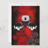 Halloween Coffin und Bat Wings Red Black Wedding I Einladung (Rückseite)