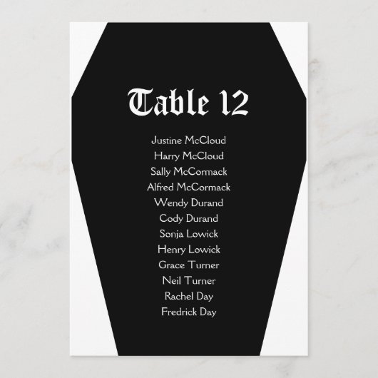 Halloween Coffin Wedding Chart DIY Card Einladung (Vorderseite)