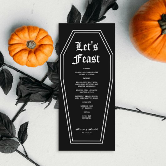 Halloween Coffin Wedding Menu DIY Menükarte