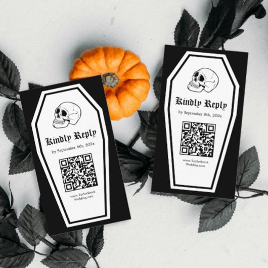 Halloween Coffin Wedding RSVP Qr Code DIY Begleitkarte