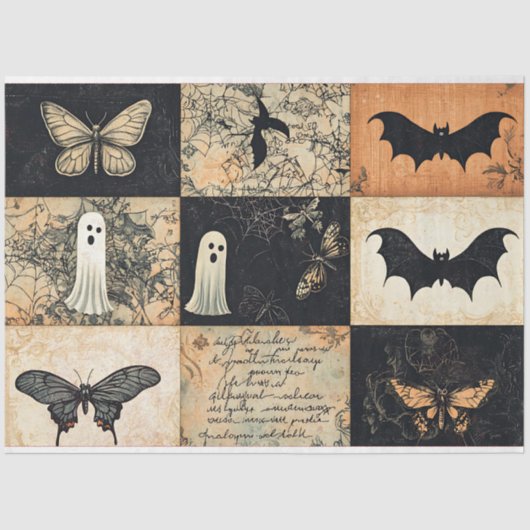 Halloween Collage Ghost & Pumpkin Decoupage Seidenpapier (Vorderseite)
