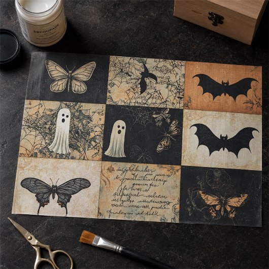 Halloween Collage Ghost & Pumpkin Decoupage Seidenpapier