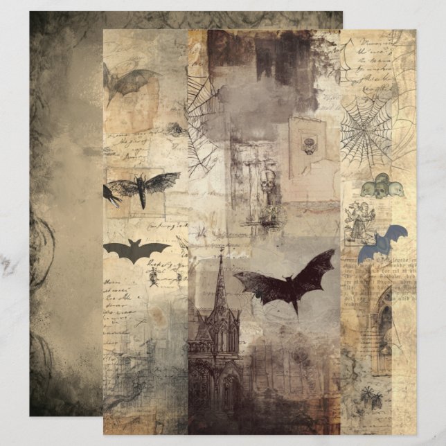 Halloween Collage Scrapbook Papier (Vorne/Hinten)